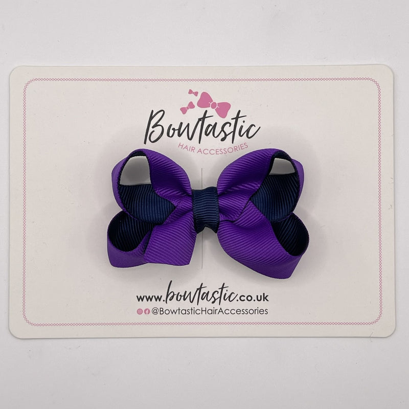 3 Inch Bow - Purple & Navy