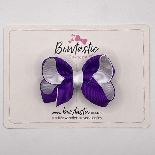 3 Inch Bow - Purple & White