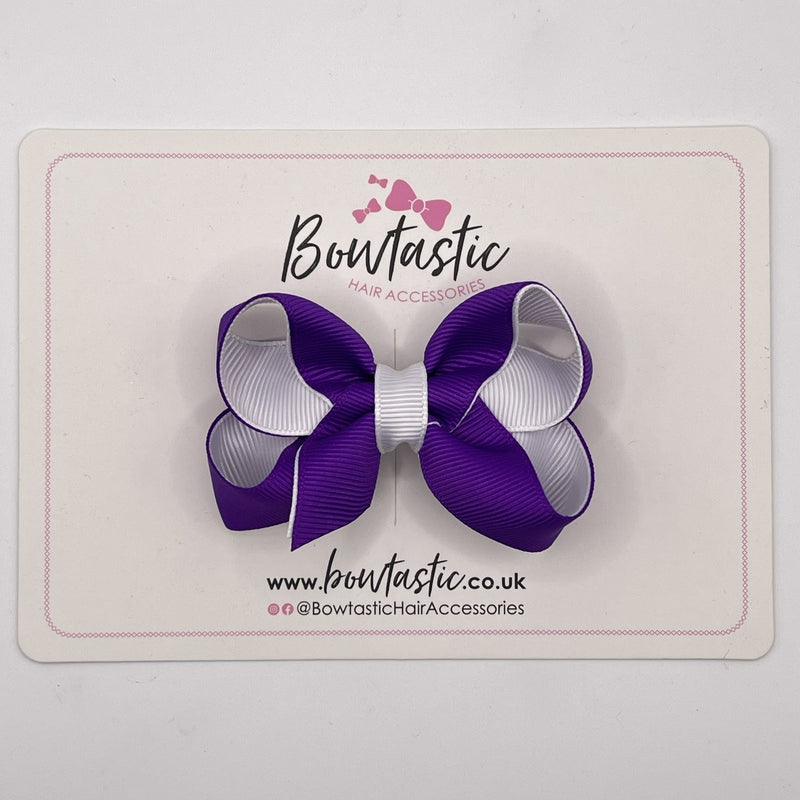 3 Inch Bow - Purple & White