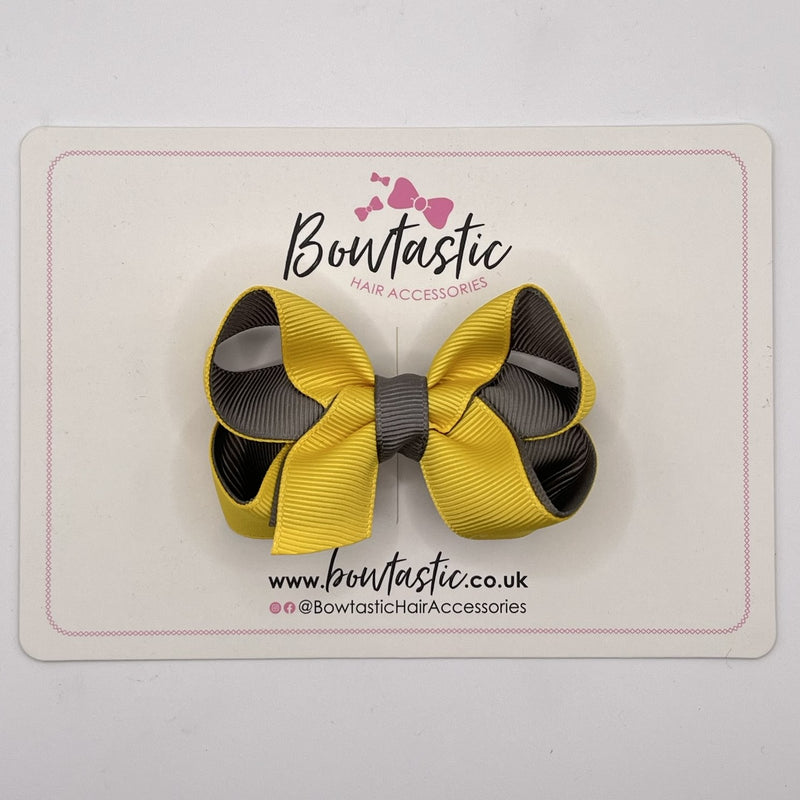 3 Inch Bow - Yellow Gold & Metal Grey