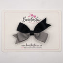 3 Inch Butterfly Bow Style 2 - Black & Metal Grey