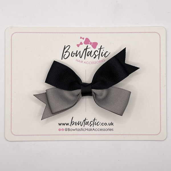 3 Inch Butterfly Bow Style 2 - Black & Metal Grey