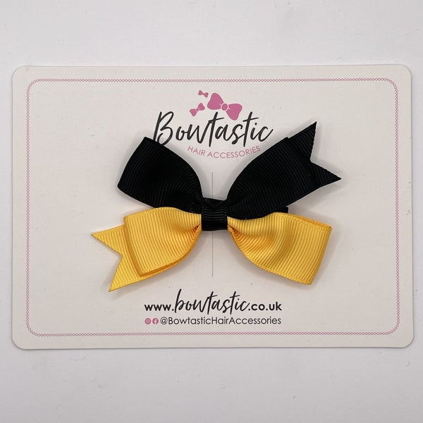 3 Inch Butterfly Bow Style 2 - Black & Yellow Gold