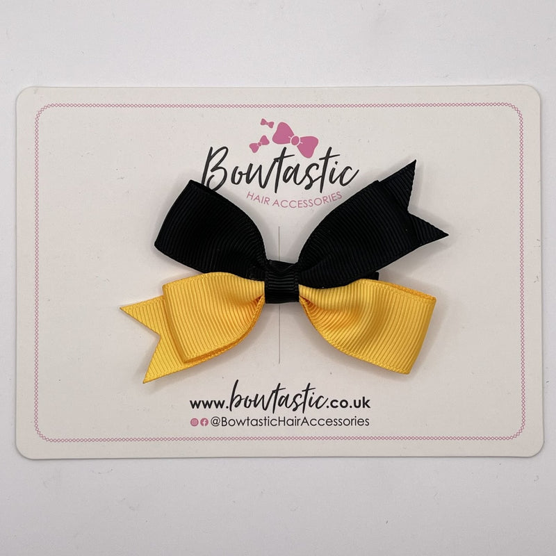 3 Inch Butterfly Bow Style 2 - Black & Yellow Gold