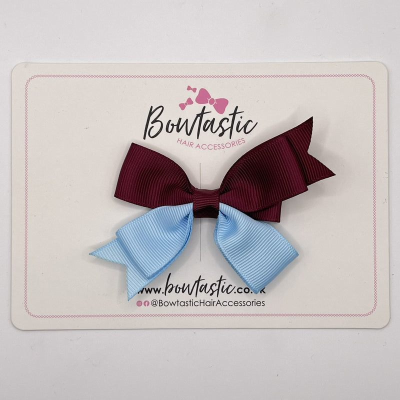 3 Inch Butterfly Bow Style 2 - Burgundy & Blue Topaz