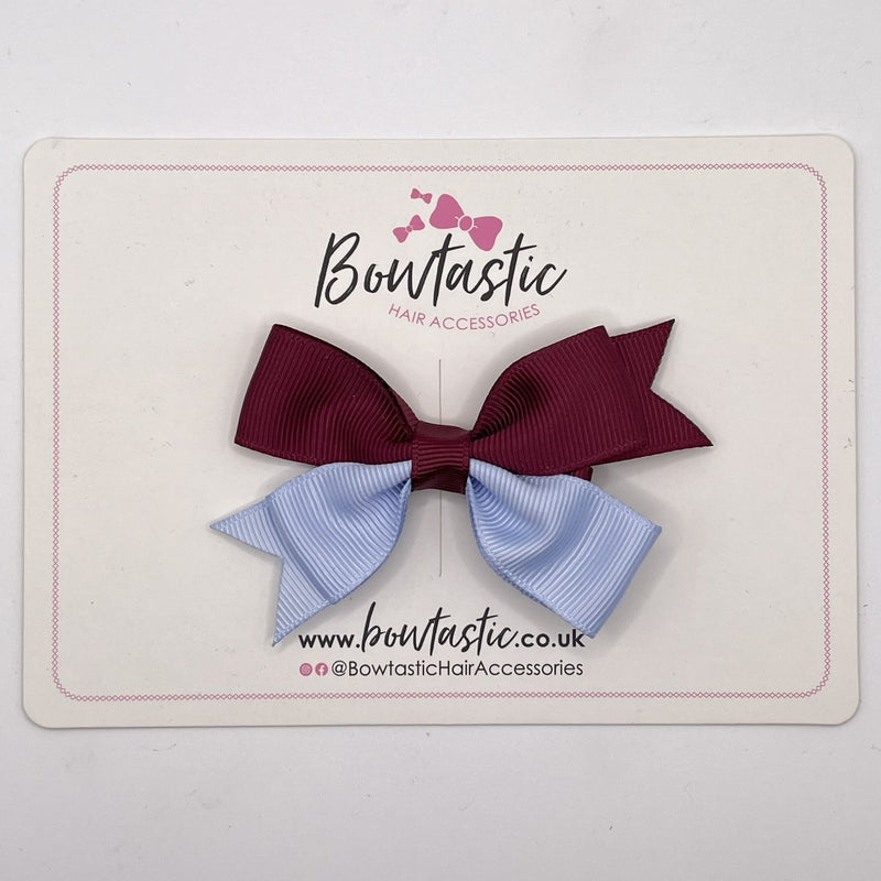 3 Inch Butterfly Bow Style 2 - Burgundy & Bluebell