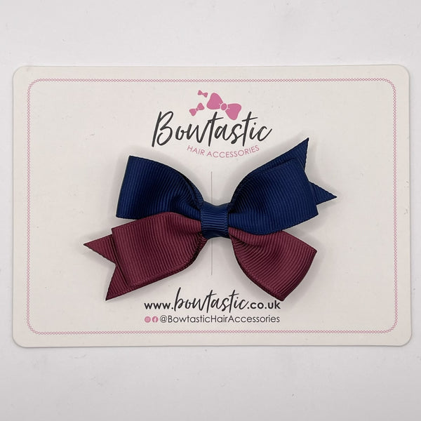 3 Inch Butterfly Bow Style 2 - Navy & Burgundy