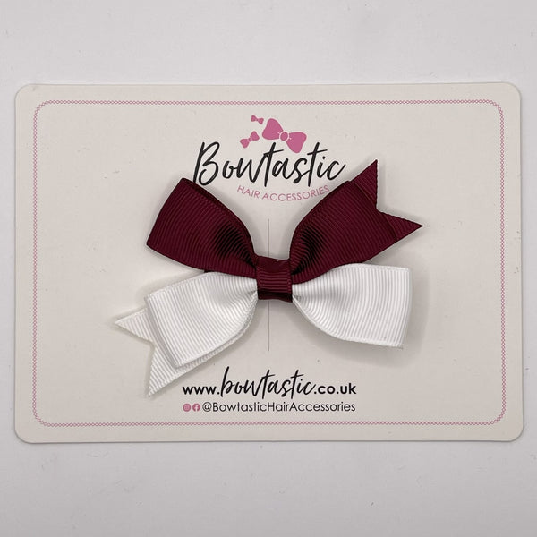 3 Inch Butterfly Bow Style 2 - Burgundy & White