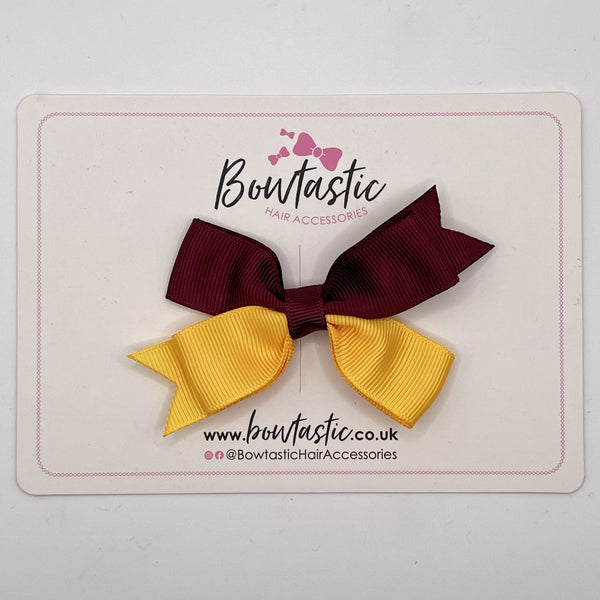 3 Inch Butterfly Bow Style 2 - Burgundy & Yellow Gold