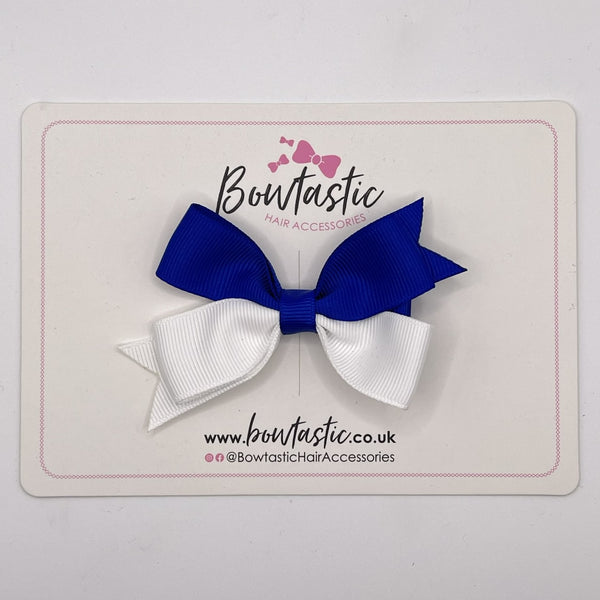 3 Inch Butterfly Bow Style 2 - Cobalt & White