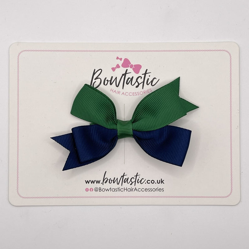 3 Inch Butterfly Bow Style 2 - Forest Green & Navy