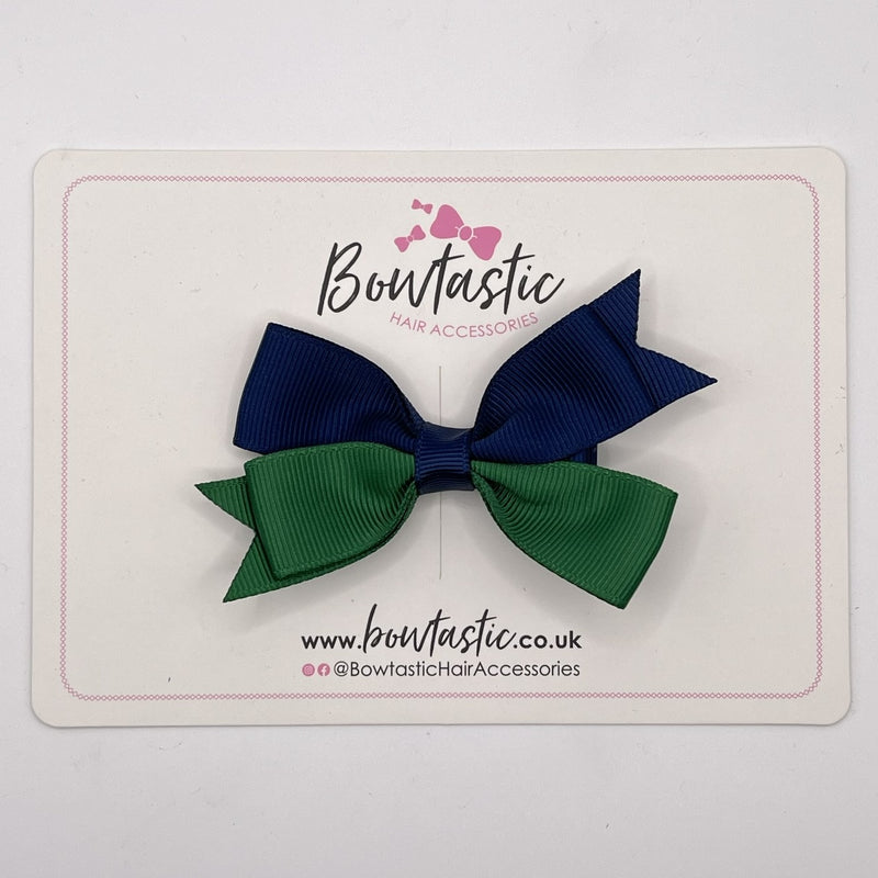 3 Inch Butterfly Bow Style 2 - Navy & Forest Green