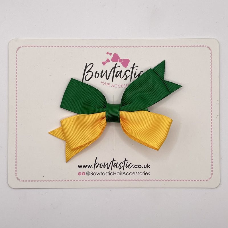 3 Inch Butterfly Bow Style 2 - Forest Green & Yellow Gold