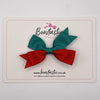 3 Inch Butterfly Bow Style 2 - Jade Green & Red