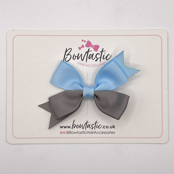 3 Inch Butterfly Bow Style 2 - Blue Topaz & Metal Grey