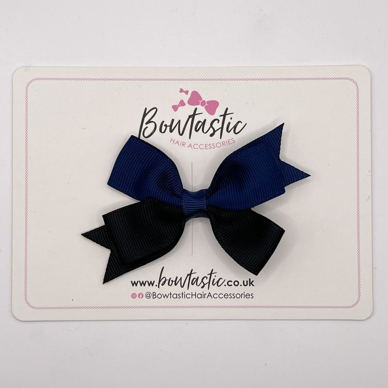 3 Inch Butterfly Bow Style 2 - Navy & Black