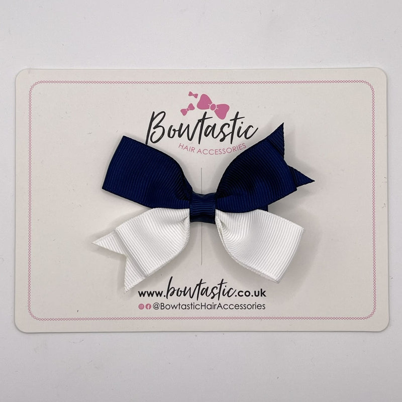 3 Inch Butterfly Bow Style 2 - Navy & White