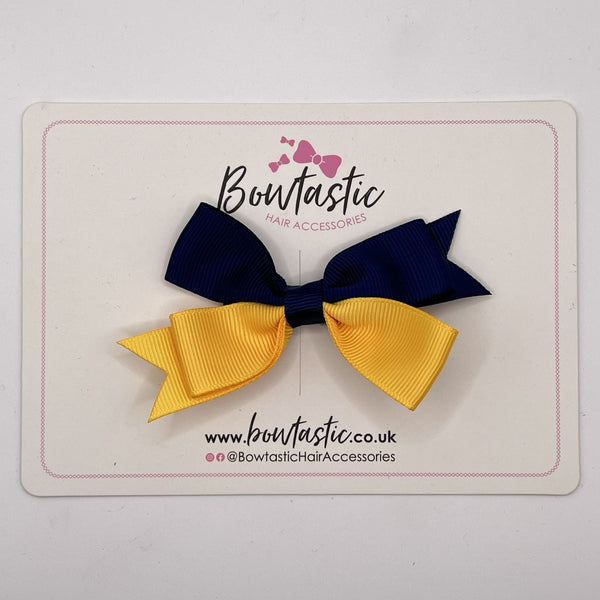 3 Inch Butterfly Bow Style 2 - Navy & Yellow Gold