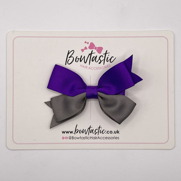 3 Inch Butterfly Bow Style 2 - Purple & Metal Grey