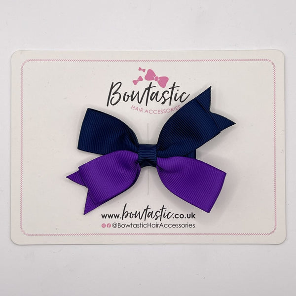 3 Inch Butterfly Bow Style 2 - Navy & Purple