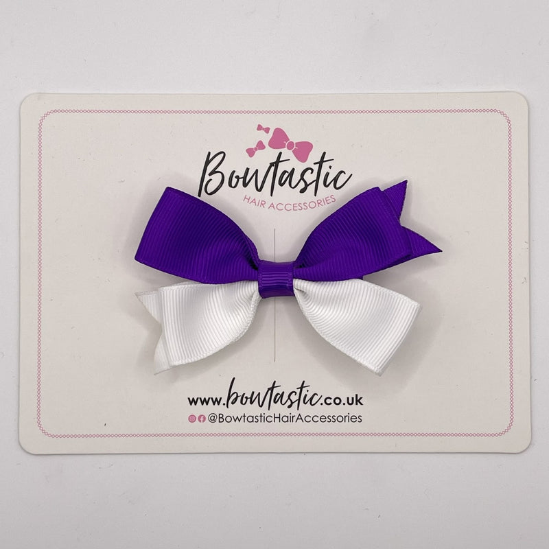 3 Inch Butterfly Bow Style 2 - Purple & White