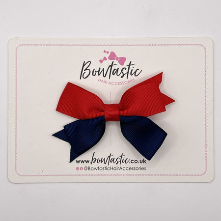 3 Inch Butterfly Bow Style 2 - Red & Navy