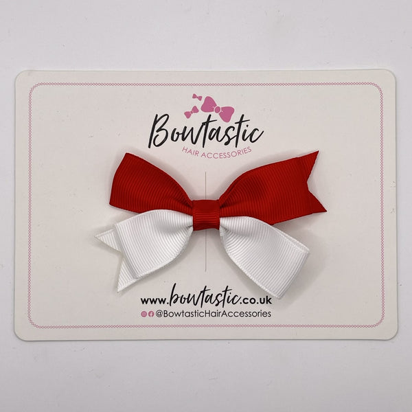 3 Inch Butterfly Bow Style 2 - Red & White