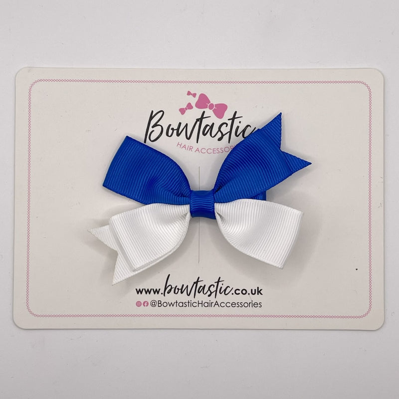 3 Inch Butterfly Bow Style 2 - Royal Blue & White