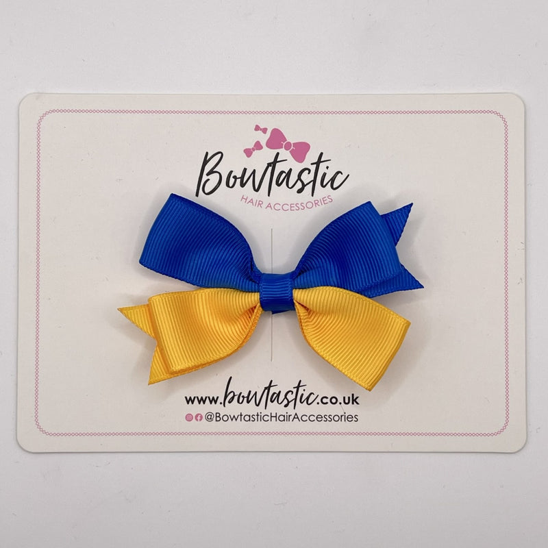 3 Inch Butterfly Bow Style 2 - Royal Blue & Yellow Gold