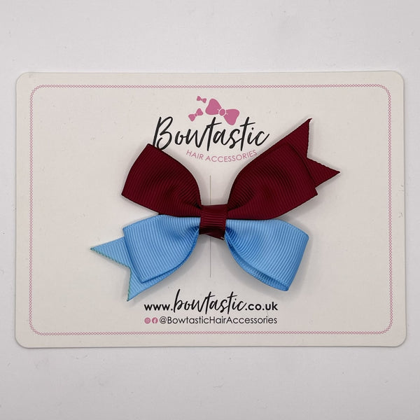 3 Inch Butterfly Bow Style 2 - Wine & Blue Mist