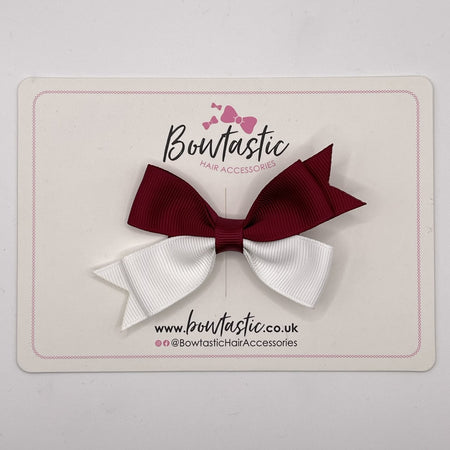 3 Inch Butterfly Bow Style 2 - Wine & White