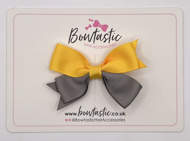 3 Inch Butterfly Bow Style 2 - Yellow Gold & Metal Grey