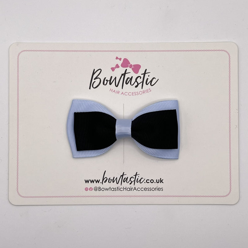 3 Inch Flat Double Bow Style 2 - Black & Bluebell