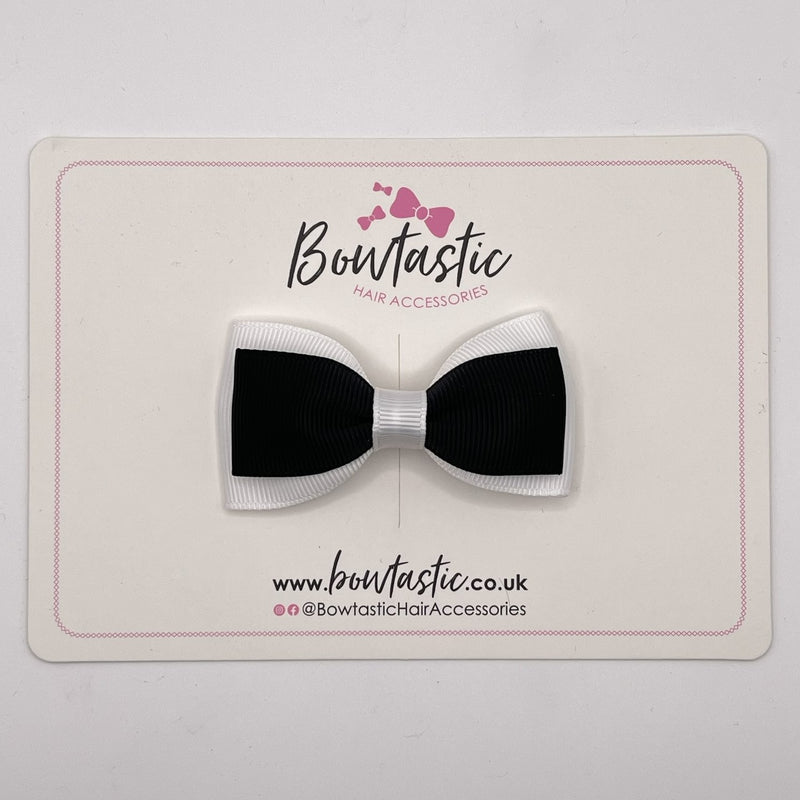 3 Inch Flat Double Bow Style 2 - Black & White