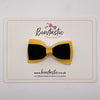 3 Inch Flat Double Bow Style 2 - Black & Yellow Gold