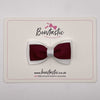 3 Inch Flat Double Bow Style 2 - Burgundy & White