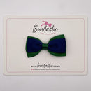 3 Inch Flat Double Bow Style 2 - Navy & Forest Green