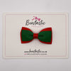 3 Inch Flat Double Bow Style 2 - Forest Green & Red