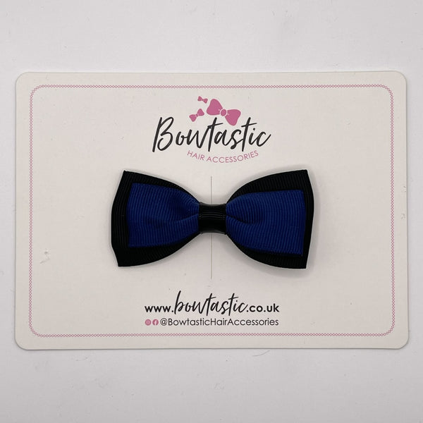 3 Inch Flat Double Bow Style 2 - Navy & Black