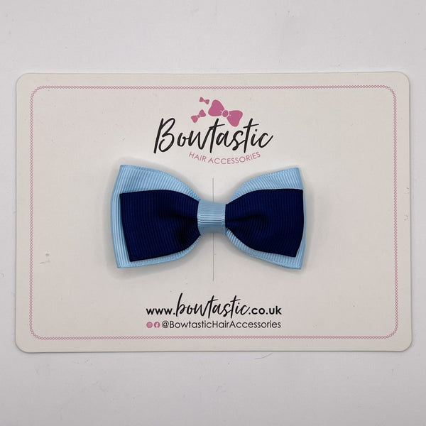 3 Inch Flat Double Bow Style 2 - Navy & Blue Topaz