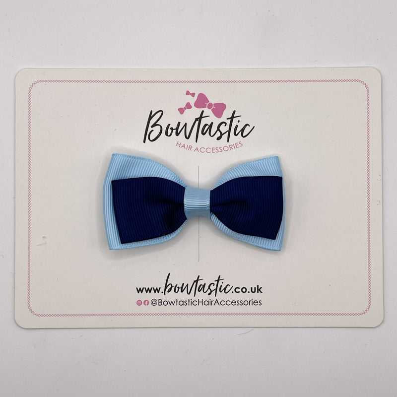 3 Inch Flat Double Bow Style 2 - Navy & Blue Topaz