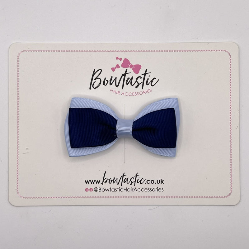 3 Inch Flat Double Bow Style 2 - Navy & Bluebell