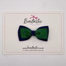 3 Inch Flat Double Bow Style 2 - Forest Green & Navy