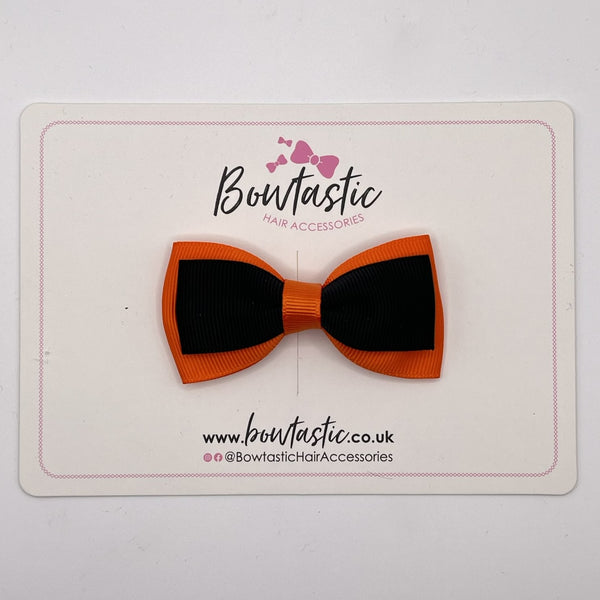 3 Inch Flat Double Bow Style 2 - Black & Orange