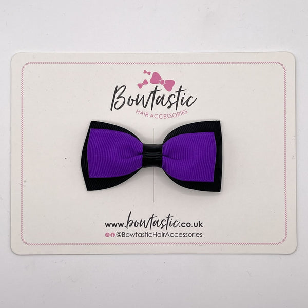 3 Inch Flat Double Bow Style 2 - Purple & Black