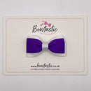 3 Inch Flat Double Bow Style 2 - Purple & White