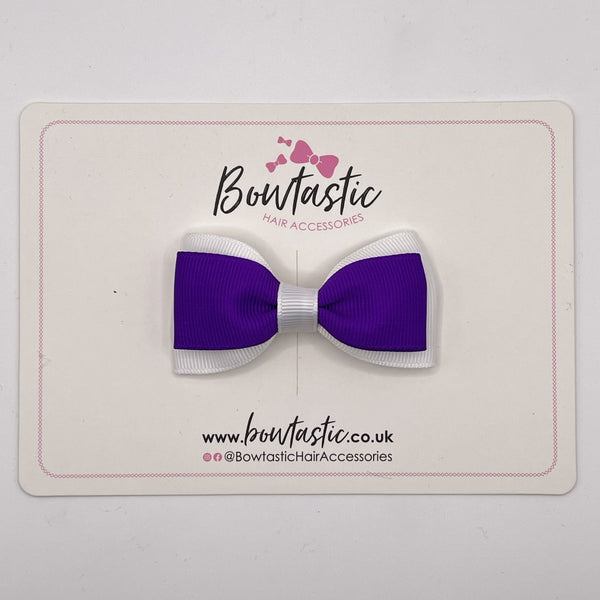 3 Inch Flat Double Bow Style 2 - Purple & White