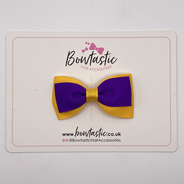 3 Inch Flat Double Bow Style 2 - Purple & Yellow Gold