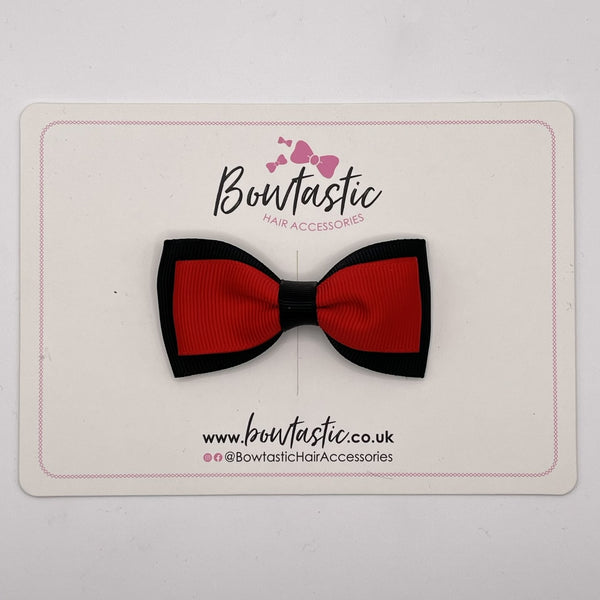 3 Inch Flat Double Bow Style 2 - Red & Black