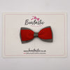 3 Inch Flat Double Bow Style 2 - Red & Metal Grey